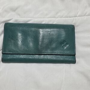 Patricia Nash Teal Leather Trifold Wallet